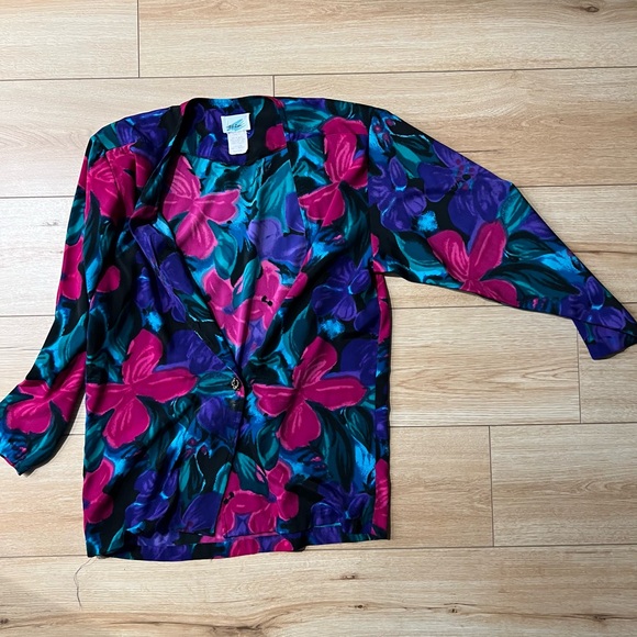VINTAGE 80s SG Sport Floral Blazer Jacket - Picture 1 of 4